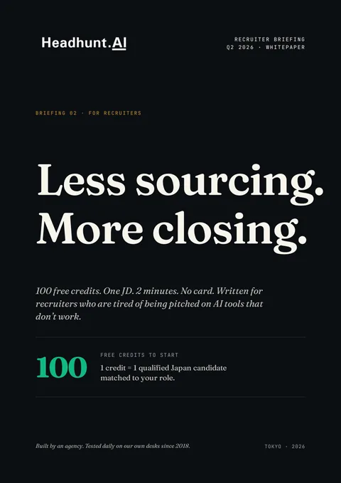 Less Sourcing. More Closing. — Headhunt.AI briefing cover